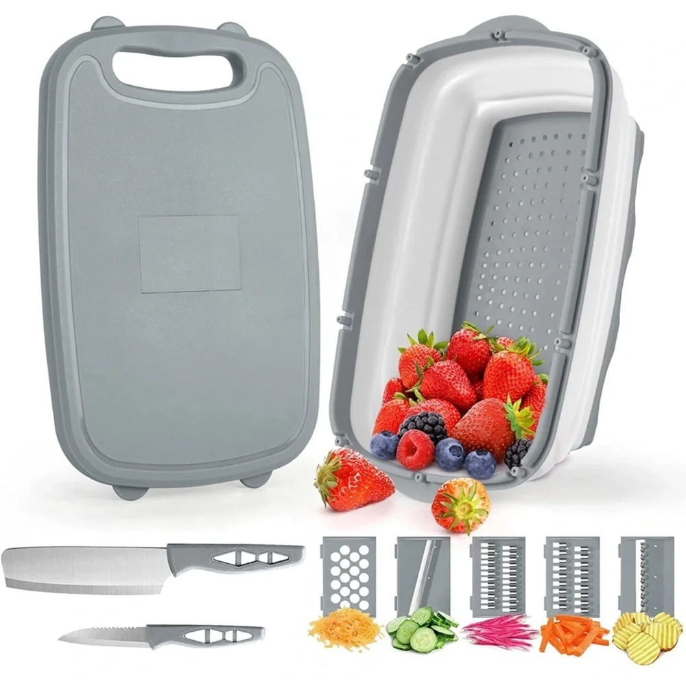 NIB 9-in-1 Collapsible Chopping Board with Colander